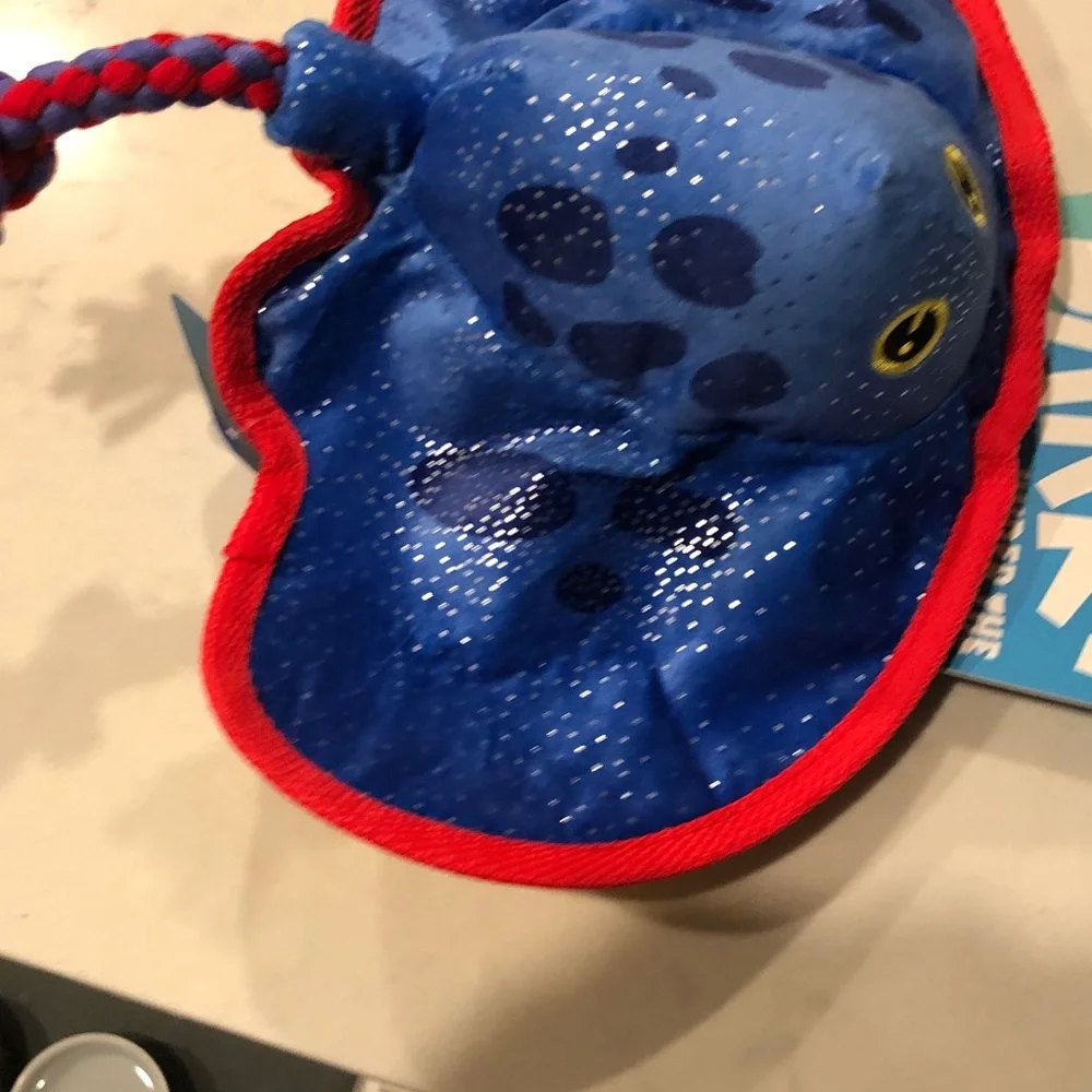 Bark Blue and Red Stingray Dog Toy